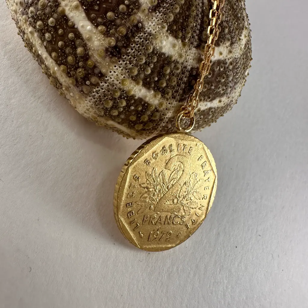Collier 2 Franc plat or  