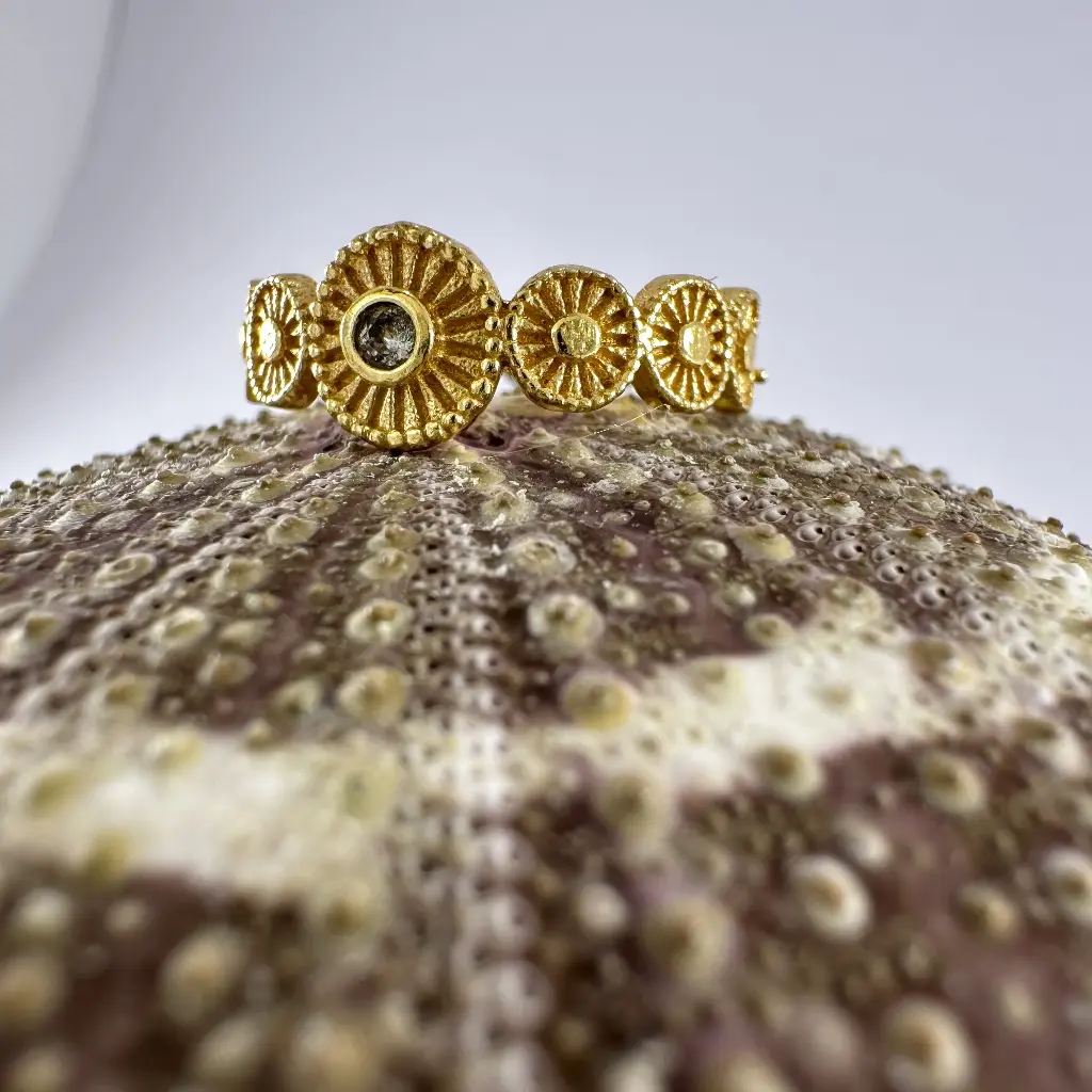 Bague sol bande soleil Topaze bleu  T 52